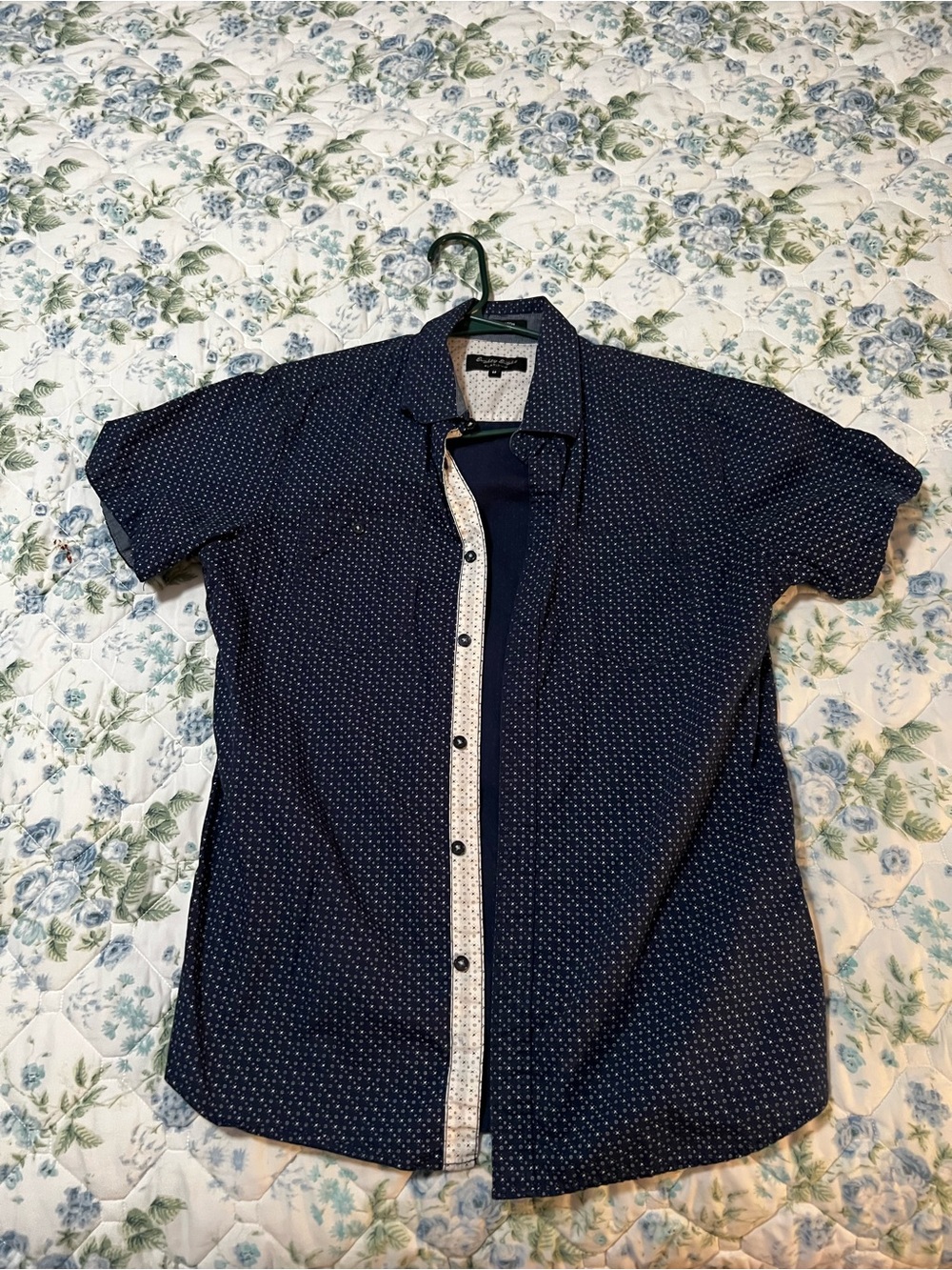 Eighty Eight Navy Microdot Short-Sleeve Button-Down Shirt